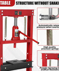 Rock Solid 12 Ton Hydraulic Shop Press Heavy Duty H Frame Benchtop With Swivel Base And Black Powder Coat showing pressure release feature.