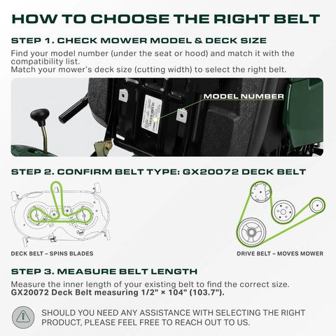 How to choose the right Heavy Duty Deck Belt Replacement For John Deere 42 Inch Mower Half Width By 104 Long fits D110 L110 D105 E100