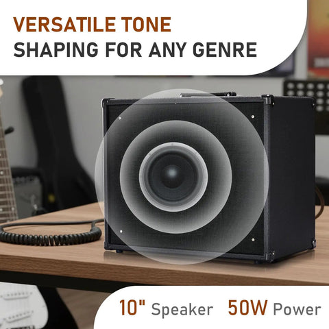 50W Electric Guitar Amp Combo With 10 Inch Speaker On Desk In Studio Setting