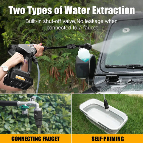 Cordless Pressure Washer 320 PSI Up To 435 PSI 0.67 GPM Ultra Lightweight Power Cleaner used on car window