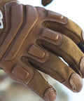 All black Firemark Sensor Gloves with goat leather palm, lightweight and flame-resistant for outdoor use, medium size close-up.
