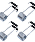 Grab These Four Pack Butterfly Spring Door Closers Featuring Slick Rubber Bumpers And A Universal Fit That Slides Right Onto Any Standard Hinge Pin For Whisper Quiet Self Closing Action On Closet Cabinet And Pantry Doors - Set of four chrome hinges with rubber bumpers.