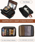 LOVEVOOK 5-piece black carry-on luggage set with wheels; includes packing cubes and a zip shoe bag, airline-approved.