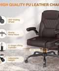 Premium Mid Back Leather Executive Office Chair Featuring Ergonomic Lumbar Support And Flip Up Armrests for boss level comfort with 360° swivel.