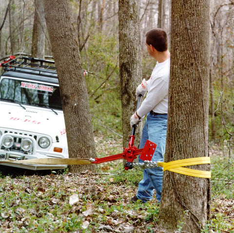 Off Road Winching Kit For Jacks That Turns Your Recovery Tool Into A Do It All In One Setup With Winch Tensioner in use