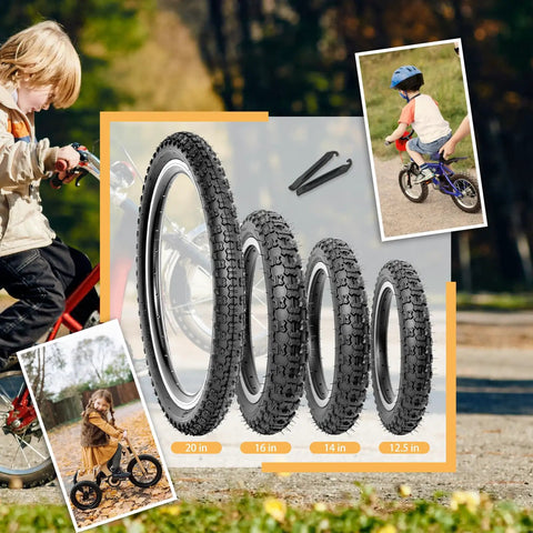 2 Pack 20x2.125 Inch Kids Bike Tires Set With Tubes And Levers for BMX MTB and Youth Rides puncture resistant tires and levers