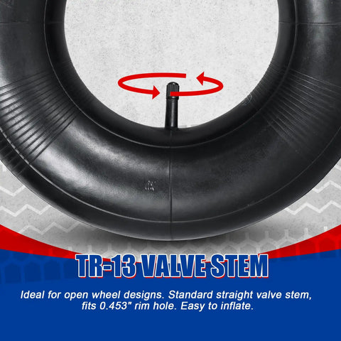 Beefy 2 Pack 13x5.00-6 Inner Tubes With TR-13 Straight Valve Stem close-up showing valve stem detail