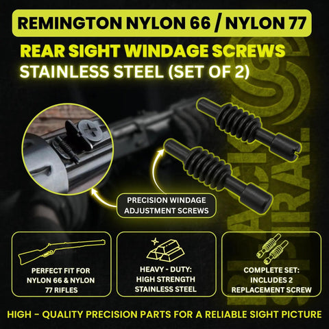 Black Steel Adjustment Screws For Nylon 66 And Nylon 77 Rifle Models Durable Replacement Hardware 2 Pack Set Precision Fit For Easy Install Built Tough For DIY Gunsmithing Upgrades, stainless steel set of 2