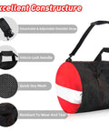Ultra Large 30 Inch Mesh Dive Gear Bag showing quick-dry mesh, detachable strap, velcro handle, durable material for scuba