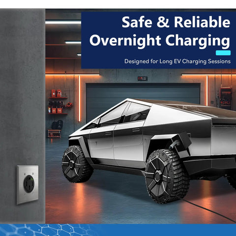 Matte Black 50 Amp Flush Mount Receptacle Nema 14-50R Ev Charger Socket Self Grounding Ulisted Heavy Duty Setup in garage with EV.
