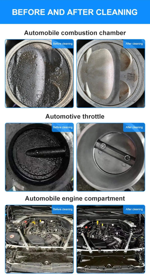 Before and after dry ice cleaning of automotive parts using Dry Ice Cleaning Machine For Manufacturing Equipment And Machinery Maintenance