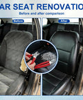 Before and after car seat renovation with Hog Ring Pliers Kit With 300 Galvanized Rings, Pro Grade Straight And 45 Degree Bent Pliers.