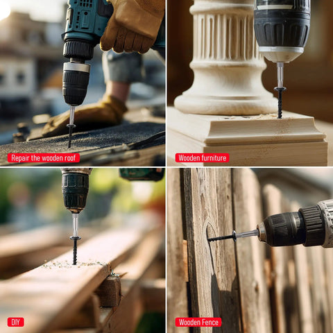 Heavy Duty Washer Head Wood Screws Size 14 By 3 Inch Structural Lag Fasteners used for various wooden projects.