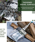 Ash Shovel For Fire Pit And Fireplace Charcoal Scoop Stainless Steel 14.6 Inch Handle with rocks and wood background