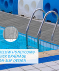 3 By 10 Ft Drainage Pool Floor Mats Non Slip PVC Splash Matting With Mesh Hollow Design around poolside with ladders