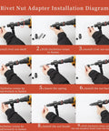 Rivet Nut Adapter Installation Diagram with steps for using 2-In-1 Rivet Gun And Rivet Nut Adapter Kit For Cordless Drills