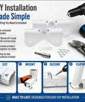 DIY installation guide for Flip Up Downspout Gutter Hinge For No Sweat Lawn Care And Smooth Yard Clearance White, tools and parts included.