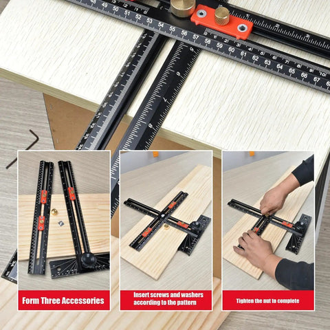 T Shaped Cabinet Pull Jig For Hit The Mark Drill Alignment and No Sweat Handle Installation with a Straight Shooter design in use.