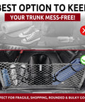 Dodge Durango Trunk Mesh Cargo Net Envelope Style showing tidy storage with yoga mat and gear secured in SUV