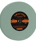 Hella Durable 8 Inch Polyurethane Buffing Wheels 2000 Grit Silicon Carbide Abrasive on a bench grinder for fine polish.