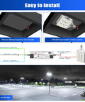 Installation process of 200W Shoebox LED Retrofit Kit With 29000 Lumens At 5000K for E39 base, parking lot lighting.
