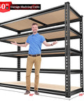 40 Inch Wide Heavy Duty Garage Shelving System With 2500 Pound Capacity Thickened Steel Posts Five Shelf Support Bars Durable Wood Boards Perfect Basement Organization For Tools Parts And Gear. 72x40x20 inch steel and wood shelving