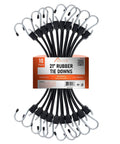 10 Pack 10 Inch Rubber Bungee Cords With Hooks EPDM Tie Down Straps Outdoor displayed fan-like with metal hooks visible.