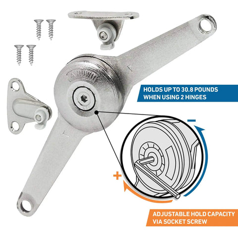 Heavy Duty Dual Flap Lid Support Hinge Folding Arm For Cabinets And Toy Boxes With Adjustable 75 To 110 Degree Angle Soft Close