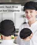 Top Shelf Three Pack Chef Hats For Women And Men With Brimmed Elastic Fit Breathable Poly Cotton Kitchen Cooking Caps for restaurant use.