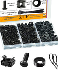 Straight Up Heavy Duty M6 X 16 MM Rack Mount Screws And Square Cage Nuts Hardware Kit With Flat Washers Plus Self Locking Cable Ties For Server Chassis And Network Racks in assortment box.