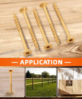 Image showing Tan Coated Outdoor Deck Screws 8 x 1 Inch Self Tapping Wood Screws With Torx Star Drive Coarse Threads For Exterior Use.