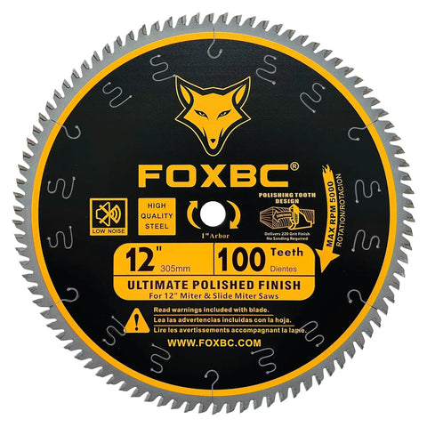 12 Inch 100 Teeth Miter Saw Blade For Wood With 1 Inch Arbor Delivers Pro Grade Ultra Smooth Polished Finish And Razor Sharp Cuts Kerf 0.098 Inch 7 Degree Hook Angle Double Side Grind For Maximum Precision In Woodworking, front view