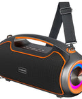 Portable Bluetooth Speaker For Outdoors With 200W Max Power And 120W Peak Output Deep Bass IP65 Waterproof BT5.4 USB C RGB Lights Loud Party Speaker For Beach Camping Garage Workshop 24H Playtime