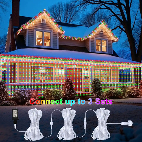 Two Color Changing Curtain Lights 600 LED 20ft By 10ft Waterproof Connectable With Timer Remote for house decoration