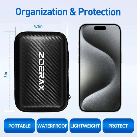 Durable storage case from All In One Ethernet Crimping Tool Kit shown next to smartphone for size comparison.
