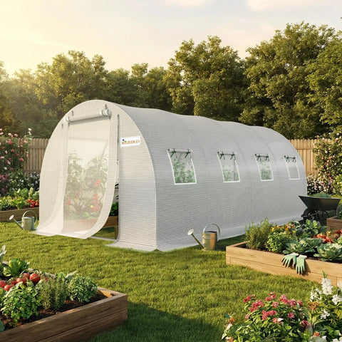 Walk In Greenhouse Tent Outdoor 20 By 10 By 6.6 Feet With Upgraded Galvanized Metal Frame Large Mesh Door And Zippered Screen Windows Winter Plant Tunnel 2 Stiffeners Easy Setup And Sturdy Garden Shelter