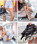 Carbon Fiber Inline Speed Skates 3x110mm With ABEC-9 Bearings Lightweight PU Wheels For Outdoor Fitness And Street Racing