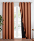Burnt Orange 100 Percent Blackout Window Curtain Panel With Silver Grommets, 52 Inches Wide By 84 Inches Drop, Thermal Insulated