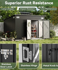 Outdoor Waterproof Storage Shed With 360 Cu Ft Capacity 9.4 By 7.3 Feet Heavy Duty Metal Garden Tool Shed With Triple Lockable Doors