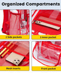 Heavy Duty Clear Backpack With Thick Smellless PVC Reinforced Straps And Stitching Large Capacity for organized use