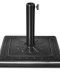 24 Lb Prefilled Umbrella Base For 15 Inch Square Patio Umbrellas, Heavy Duty Market Table Style Stand With Adjustable Pole Fit, Black