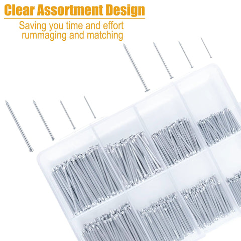 Heavy Duty 700 Piece Nails Set With 8oz Hammer For Hanging Wall Art And Picture Frames Includes 350 Roofing And 350 Finishing Nails Galvanized Carbon Steel Hardware Kit For Quick No Fuss Home Decor in organizer box
