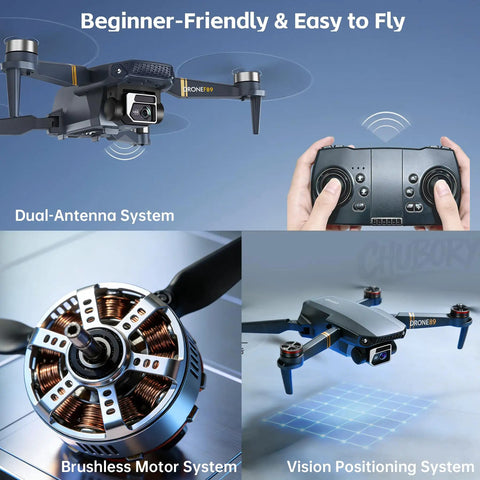 4K Camera Drone With Long Range Up To 2650 Ft Foldable Beast Quadcopter with brushless motors and remote control.