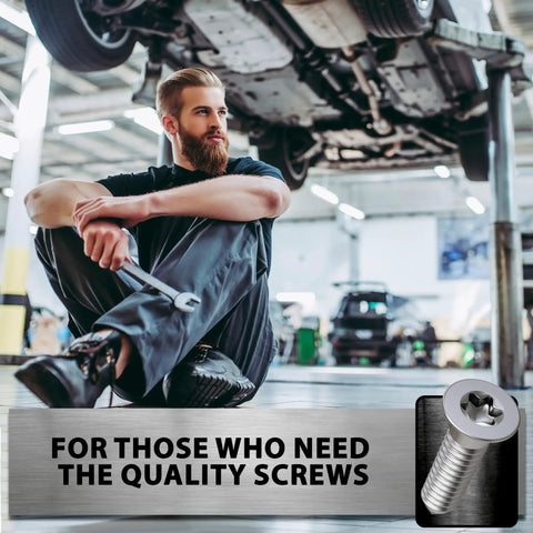 Mechanic holding wrench with 8Pcs Screw Rotor Brake Disc Retaining Screws M6x16 Set Stainless Steel for Audi VW Porsche in workshop
