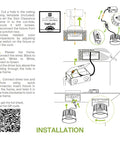 Installation guide for Trimless Recessed Ceiling Lights 4 Inch Led Downlight Fixture with included template and wiring details.