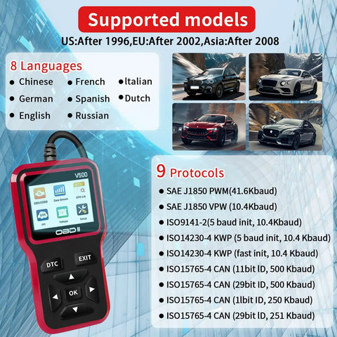 OBD2 Scanner Diagnostic Tool For Check Engine Light Codes And Reset DTC Data Stream I M Readiness Car And Truck Scan Tool