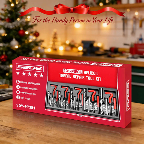 Workhorse Helicoil Thread Repair Kit 131 Piece Set With HSS Drills Inserts Taps And Tools For M5 M6 M8 M10 M12 box on desk