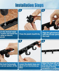 Installation steps for 12 Inch L Track Tie Down System Kit, showing step-by-step guide with images of hands and tools.
