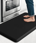 Kitchen Mat Cushy Thick Floor Comfort Mat With Non Slip Bottom Water And Stain Resistant Easy Clean Standing Desk Mat For Kitchen Sink And Office 17.3x28 Inches Black in use by kitchen sink