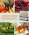 Hassle Free Countertop Electric Food Dehydrator With Five Generous Removable Trays And A Simple Digital Dial for drying fruits, jerky, and veggies.